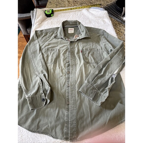 Levi's Denim Shirt Men's XL Distressed Rips Long sleeve button front - Picture 3 of 11